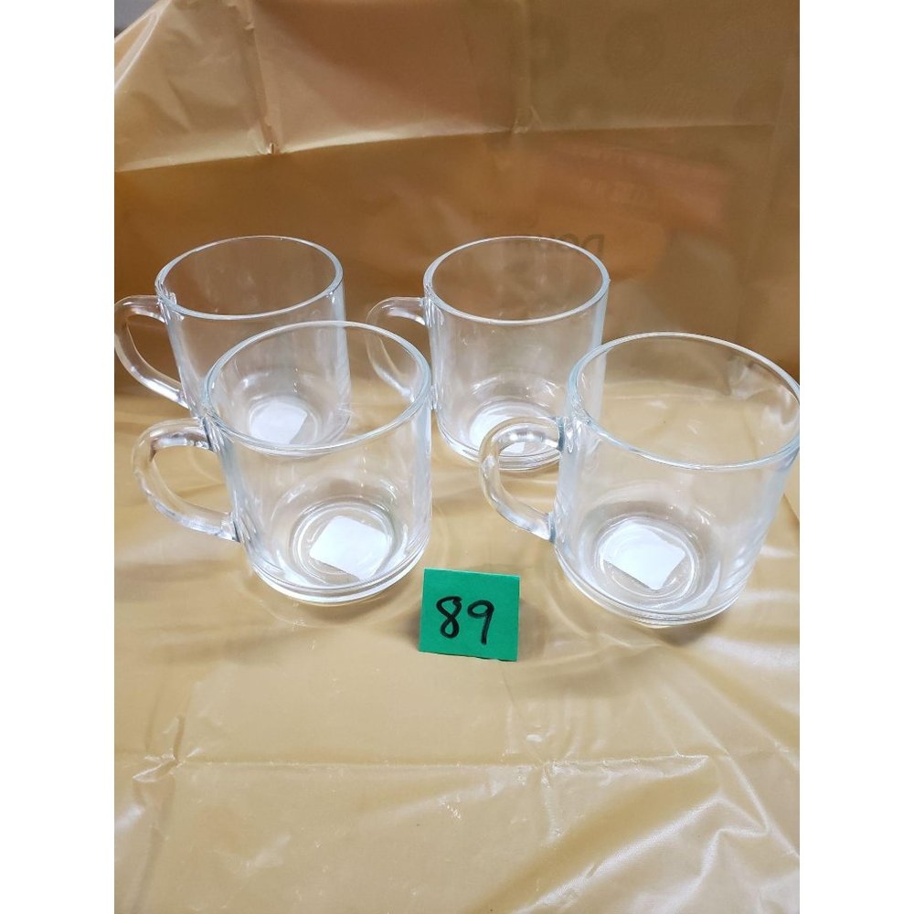 Set of 4 ARC USA hot coffee mugs cups CLEAR glass